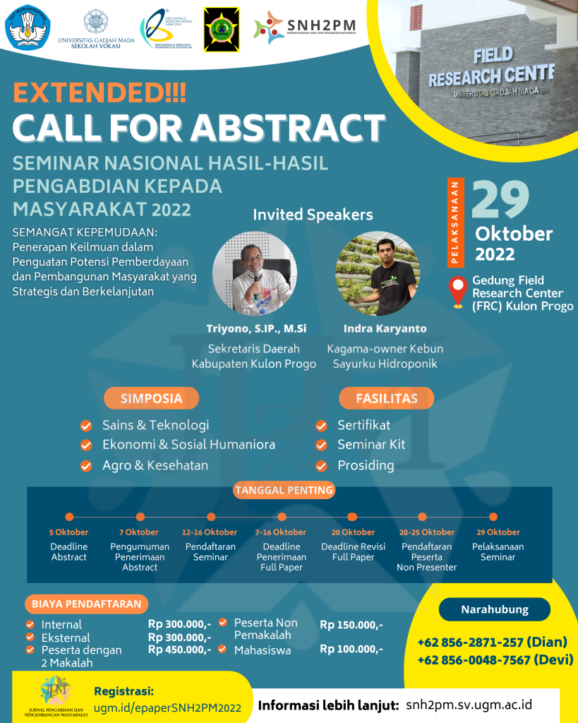 [EXTENDED] Call For Abstract SNH2PM 2022 – SNH2PM SV UGM